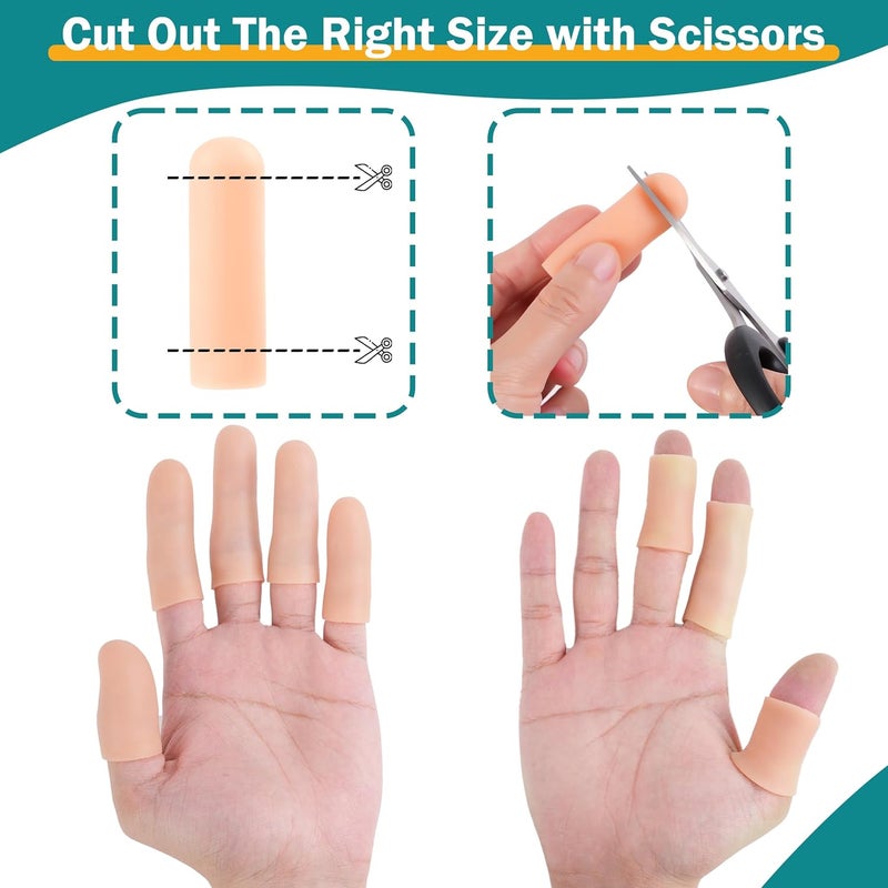 MoHern 30 Pcs Gel Finger Cots, 2 Sizes Thumb Protector, Soft Finger Covers for Cuts, Fingertip Protector for Embroidery, Cutting, Hands Cracking, Corns, Blisters, and Calluses Protect, Nude - Image 3